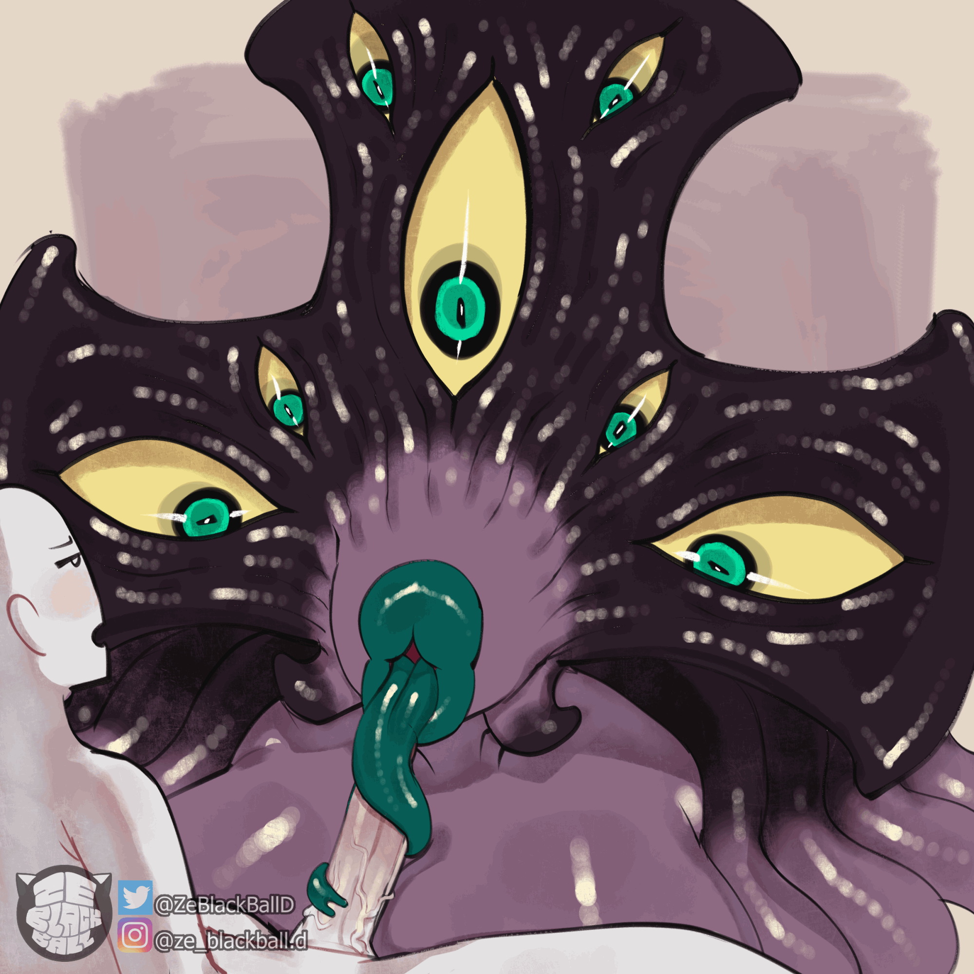 1boy, 1girls, 2d animation, alien, alien humanoid, animated, big breasts, big dom small sub, black body, black skin, blinking, breasts, dominant, dominant female, duo, erection, female, frame by frame, genitals, gif, green eyes, green tongue, hi res, huge breasts, human, human on humanoid, humanoid, instagram, interspecies, larger female, lips, long tongue, male, male human/female monster, male/female, mammal, multi eye, multicolored body, multicolored skin, oral, original, original character, penis, pseudo hair, purple body, purple skin, sex, signature, size difference, smaller male, tentacle, tentacle hair, the observer, the observer (zeblackballd), thick lips, tongue, tongue out, tonguejob, twitter, two-tone body, two-tone skin, vein, veiny penis, yellow sclera, ze blackball.d, zeblackballd (artist)