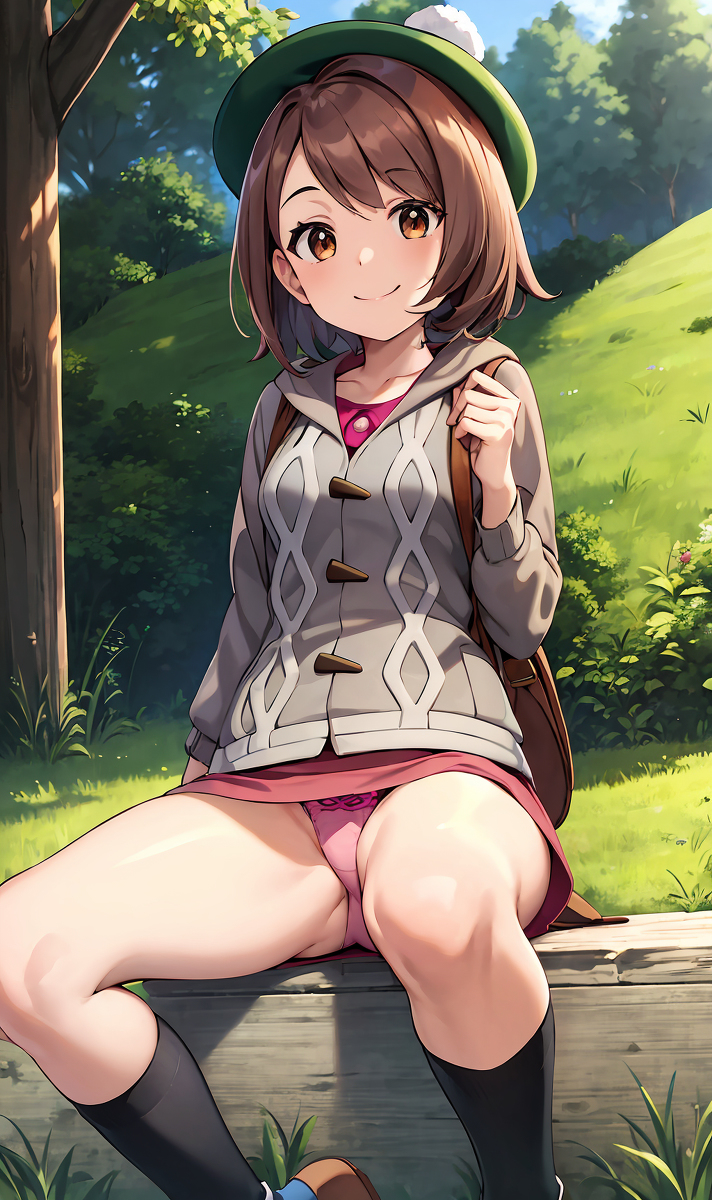 ai generated, annoyed, embarrassed, female, gloria (pokemon), panties, pokemon, pokemon ss, skirt