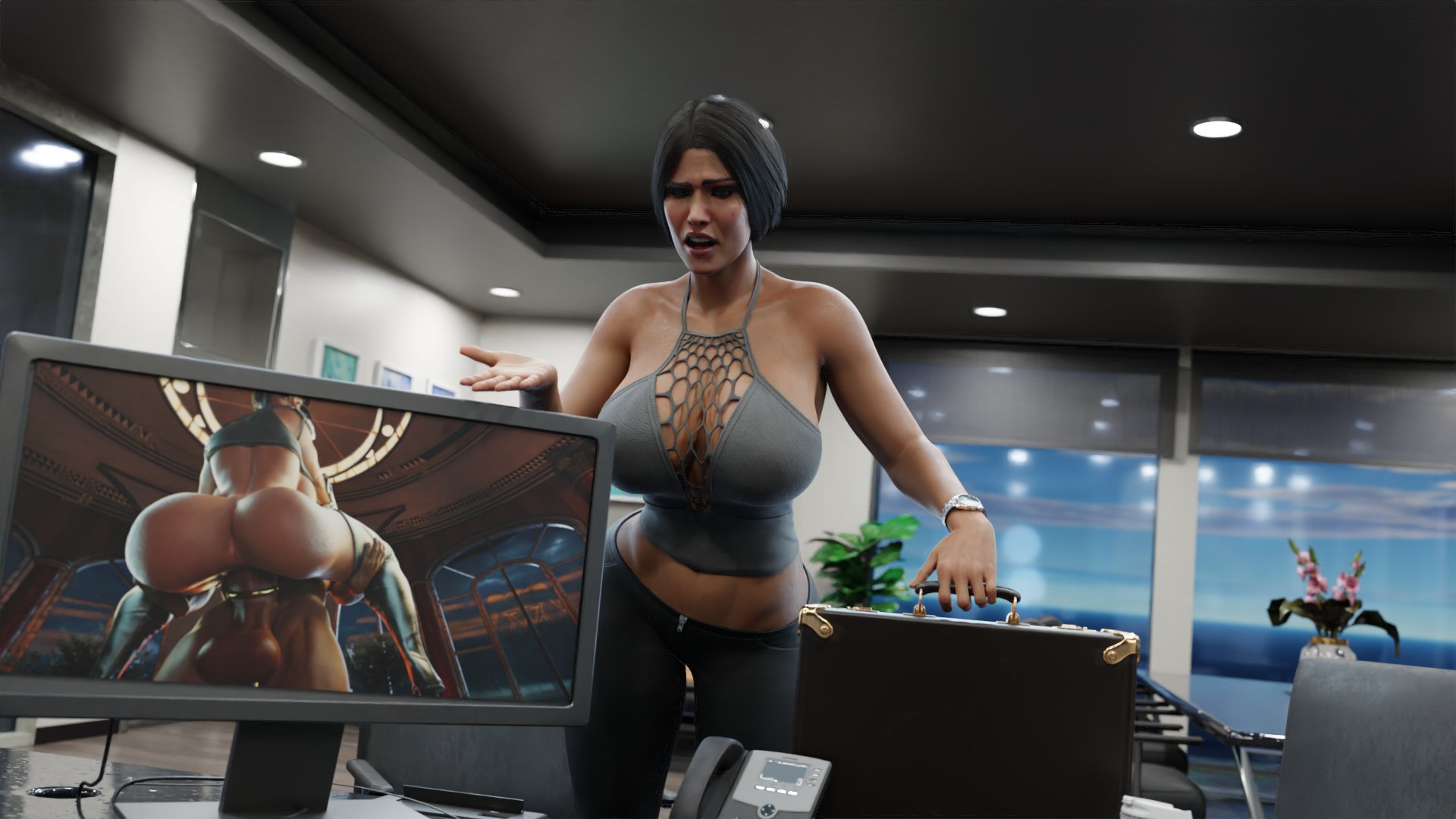 2girls, 3d, 3d (artwork), batman (series), catwoman, catwoman (injustice), completely naked, completely nude, computer, dc, dc comics, diana prince, dustyboyo, female, injustice 2, light skin, light-skinned male, male, nude, nude male, selina kyle, solo, tagme, wonder woman, wonder woman (injustice), wonder woman (series)