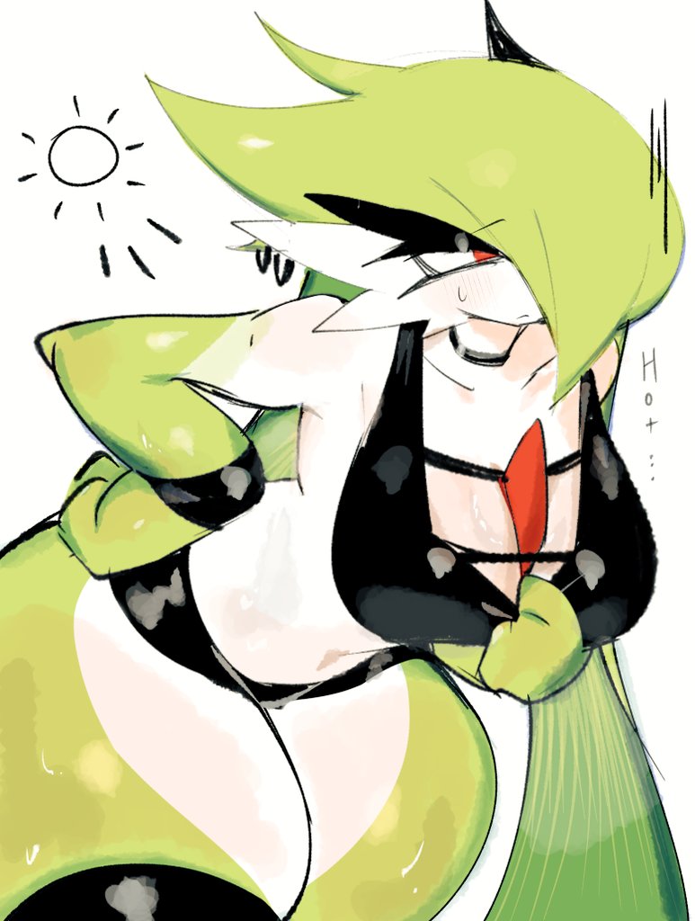 1girls, big breasts, breasts, cleavage, eyeshadow, female, female only, gardevoir, green body, green skin, large breasts, nintendo, pokemon, pokemon (species), red eyes, solo, solo female, solo focus, sweat, thick legs, thick thighs, thighs, usa37107692, white body, white skin, wide hips