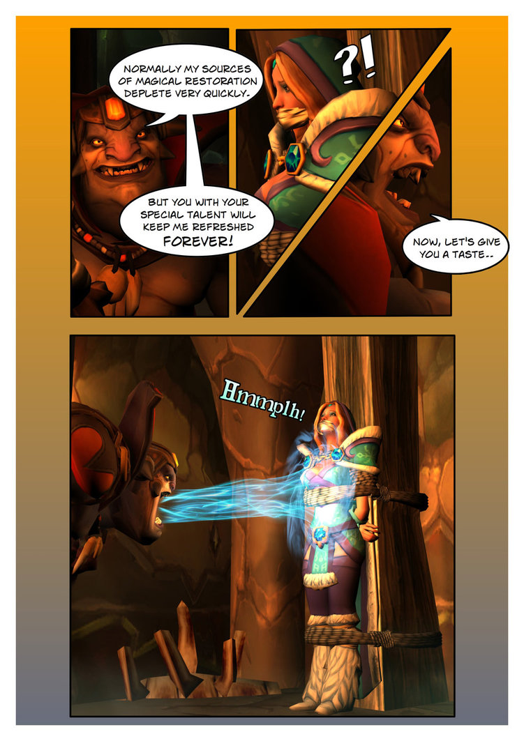 ancient anthro bondage captured comic crystal_maiden demon dota_2 drain energy_drain feeding female fur furry gag gagged human lion_(dota_2) mage rylai_the_crystal_maiden siphon siphoning text valve