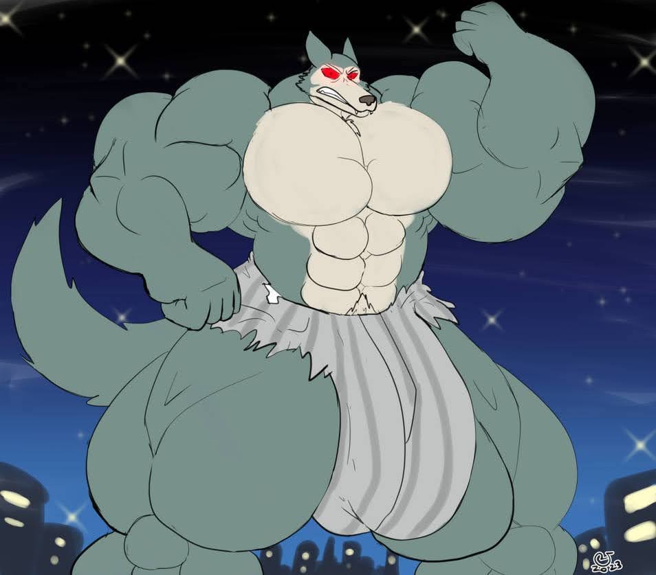 angry buff caseyljones full_moon growth legoshi_(beastars) muscle muscular red_eyes solo_male