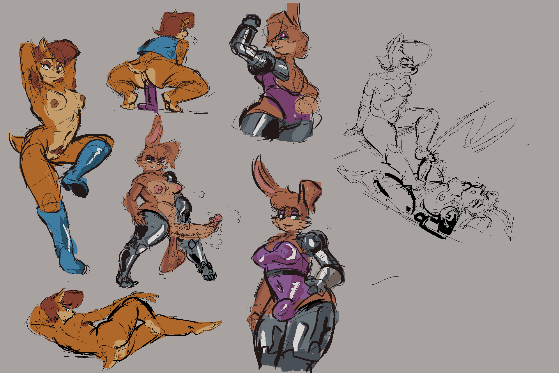 1futa 1girls anthro armpit_hair ass big_balls boots_only breasts bulge bunnie_rabbot cum cybernetics cyborg dickgirl dildo dildo_insertion ejaculation footjob furry futanari huge_cock juneylewds leotard masturbating masturbation sagging_balls sally_acorn sega sketch sketch_page sonic_(series) sonic_the_hedgehog_(archie) sonic_the_hedgehog_(series) squatting vest