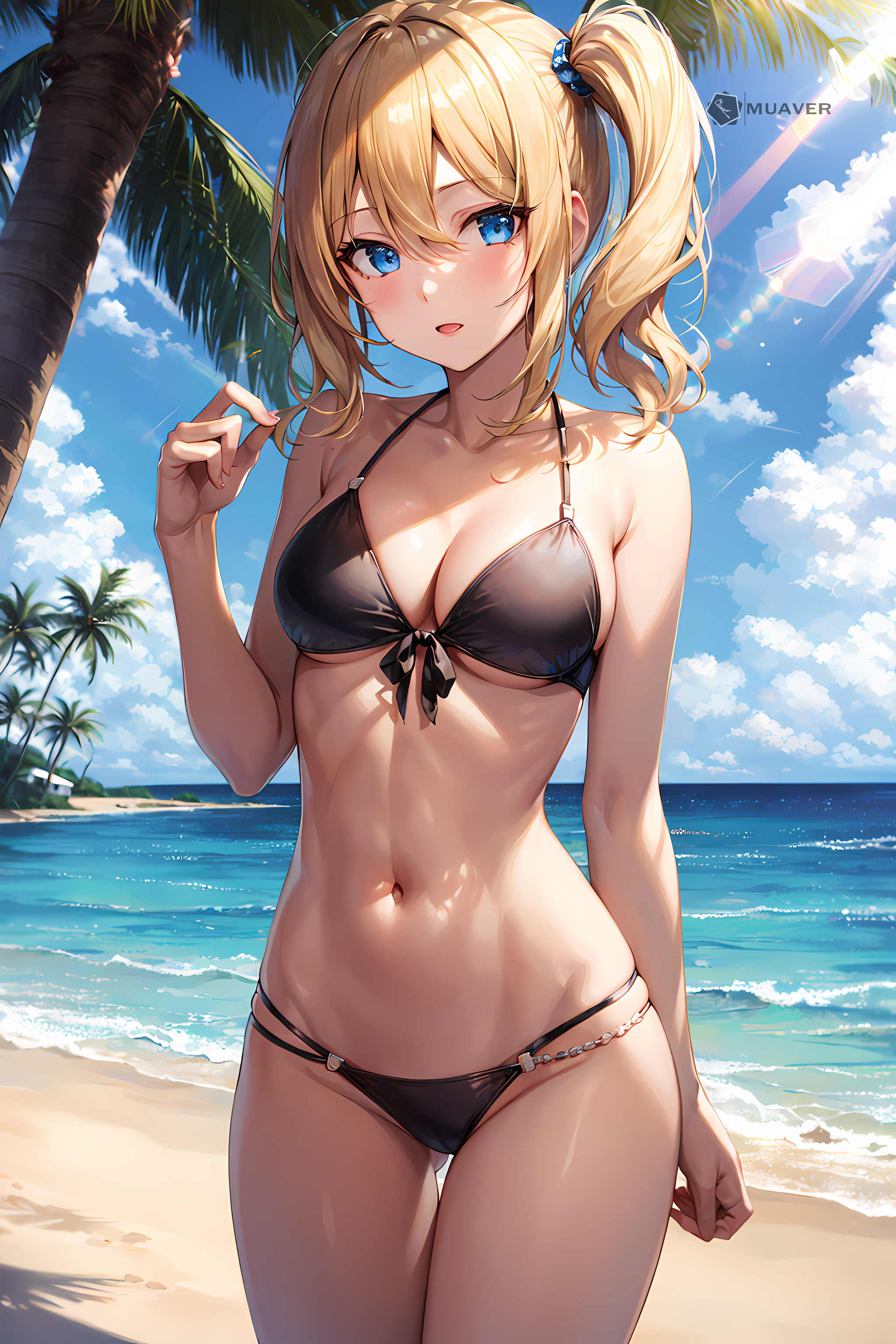ai generated, blonde hair, blue eyes, blush, female, hayasaka ai, kaguya-sama wa kokurasetai ~tensai-tachi no renai zunousen~, muaver ai, stable diffusion
