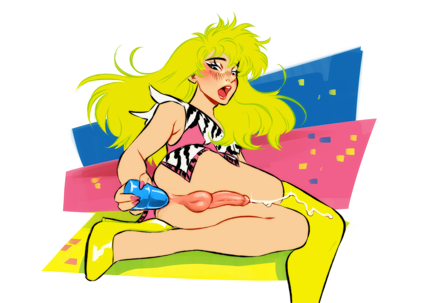1boy, 1femboy, anus, ass, balls, bottomless, crossdressing, cum, dildo, femboy, feminine male, long hair, male, male only, masturbation, on side, penis, ripushko, sex toy, sketch, solo, solo , solo male, uncensored, yaoi