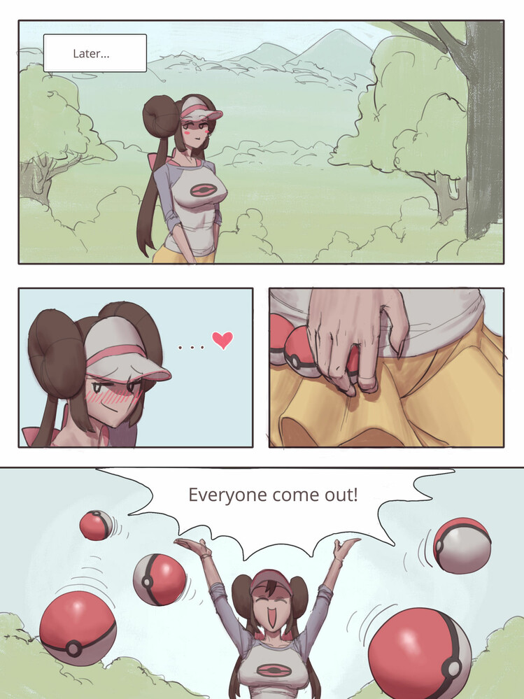 clothing, comic, female, human, pale skin, poke ball, pokeharlot, pokemon, pokephilia, rosa (pokemon), wjs07