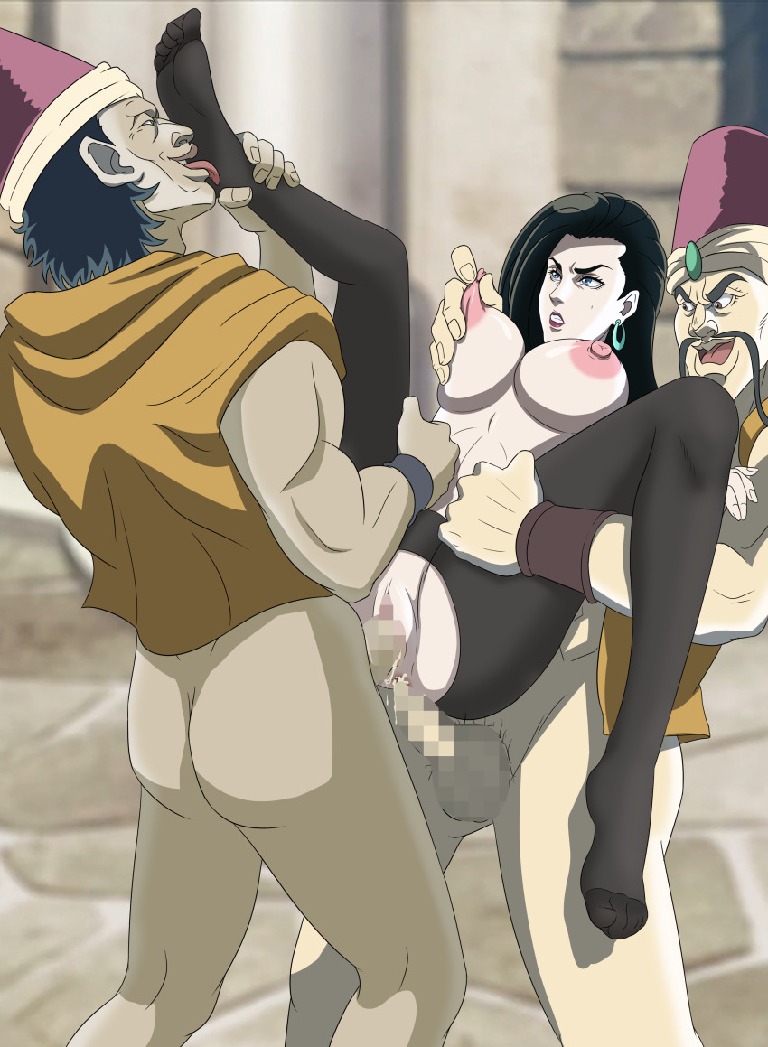 2boys anal anal_sex armpits battle_tendency censored double_penetration female jifeng_ba_zhe jojo's_bizarre_adventure lisa_lisa loggins messina milf mosaic_censoring pale-skinned_female rape sexy_armpits standing standing_sex stormtrooper_(kingofwindd) threesome vaginal_penetration