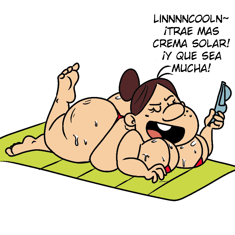 aunt_ruth big_breasts big_butt bikini colored edit fat mature_female nickelodeon randomcartoon2 sl0th spanish_text sweat the_loud_house