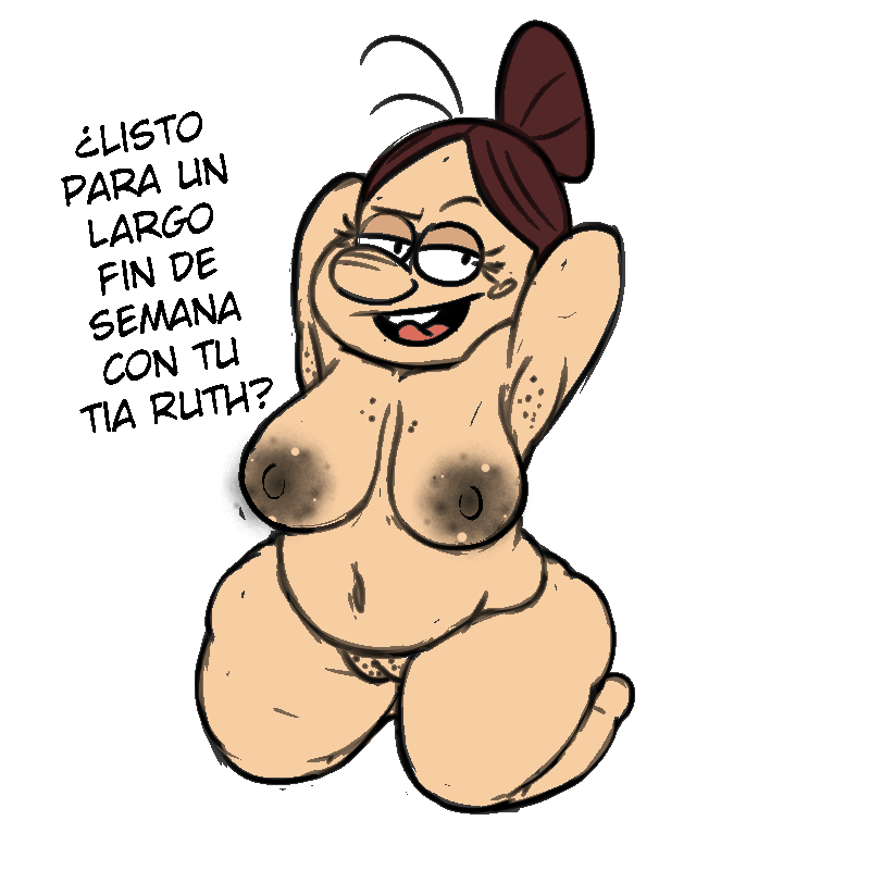 1girls armpit_stubble aunt_ruth big_areola big_breasts big_butt chubby_female colored completely_nude_female dark_areolae dark_nipples edit fat full_body hair_bun mature_female mature_woman naked_female nickelodeon pubic_stubble randomcartoon2 sl0th solo spanish_text the_loud_house translated white_background