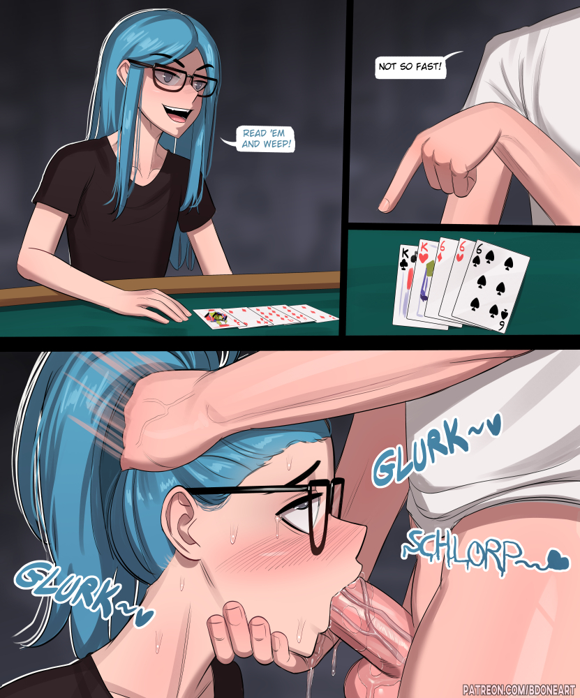 2boys 2d 2d_(artwork) balls bdone blowjob blu_(bdone) blue_eyes blue_hair blush blush_lines card card_game cards cute_male deep_blowjob deepthroat eyes_rolling_back face_fucking facefuck femboy femboysub gambling gay girly glasses hair_grab head_grab holding_mouth instant_loss instant_loss_2koma looking_up loser lost_bet male/male malesub on_knees oral oral_insertion oral_penetration oral_sex penis penis_in_mouth playing_card poker poker_cards poker_table sloppy_blowjob submission submissive submissive_male sweat tearing_up tears trap veiny_balls veiny_penis veiny_testicles yaoi