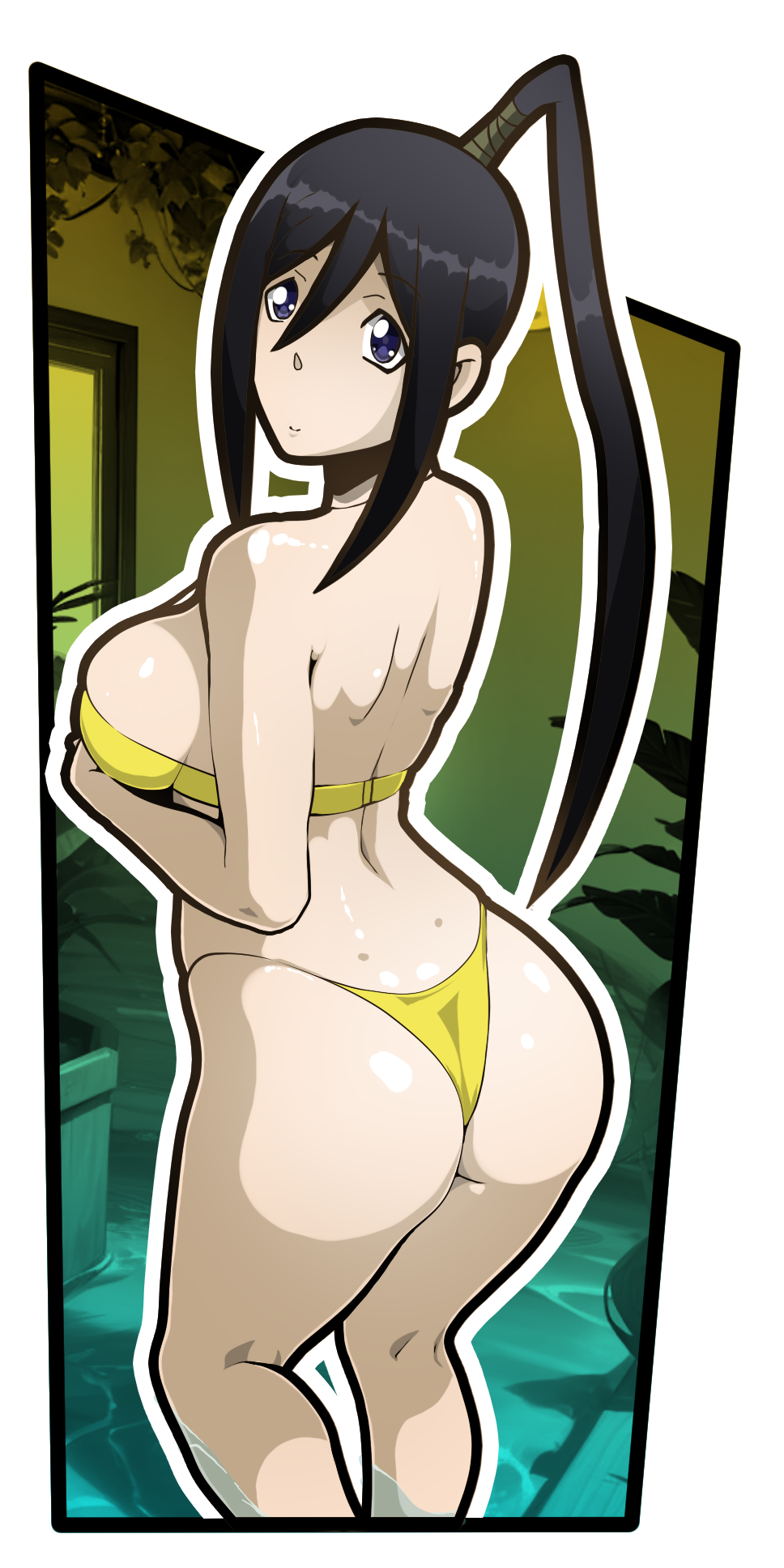 alpha_channel ass big_ass big_breasts bikini bikini_bottom bikini_top black_hair blue_eyes breasts for_sticker_use huge_ass huge_breasts large_ass large_breasts looking_at_viewer looking_back nakatsukasa_tsubaki no_background pale-skinned_female pale_skin percyshmultiverse png ponytail smile smiling smiling_at_viewer soul_eater sticker_template swimsuit transparent_background transparent_png yellow_bikini yellow_bikini_bottom yellow_bikini_top yellow_swimsuit