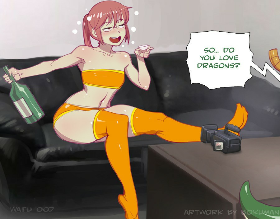 2girls alcohol asking asking_a_question blush blush_lines bokuman bottle casting casting_couch casting_couch_series casting_room dragon dragon_girl dragon_horns dragon_tail drunk english_text female female_only flat_chest flat_chested glasses_on_head kobayashi medium_ass medium_butt miss_kobayashi's_dragon_maid multiple_girls red_hair sake sake_bottle solo_focus text thick thick_ass thick_butt thick_hips thick_legs thick_thighs tohru_(dragon_maid)