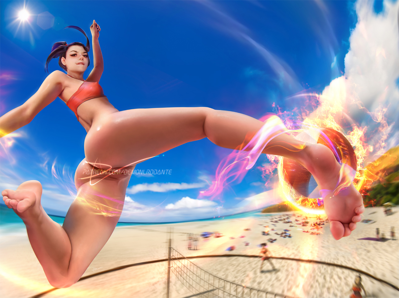 1girls, avatar the last airbender, azula, bare ass, beach, demonlorddante, erect nipples, female, female focus, innie pussy, nipples, no panties, no skirt, outdoors, panties, princess, public nudity, pussy, realistic, sport, swimsuit, vagina, volleyball