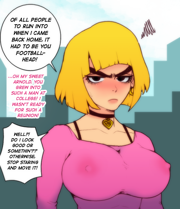 1girls aged_up big_breasts blonde_hair blush bob_cut bra_strap bra_straps choker erect_nipples erect_nipples_under_clothes flustered heart_locket helga_pataki hey_arnold! horny jay-marvel light-skinned_female light_skin locket name_drop nickelodeon nicktoons nipple_bulge nipples_visible_through_clothing pink_skin