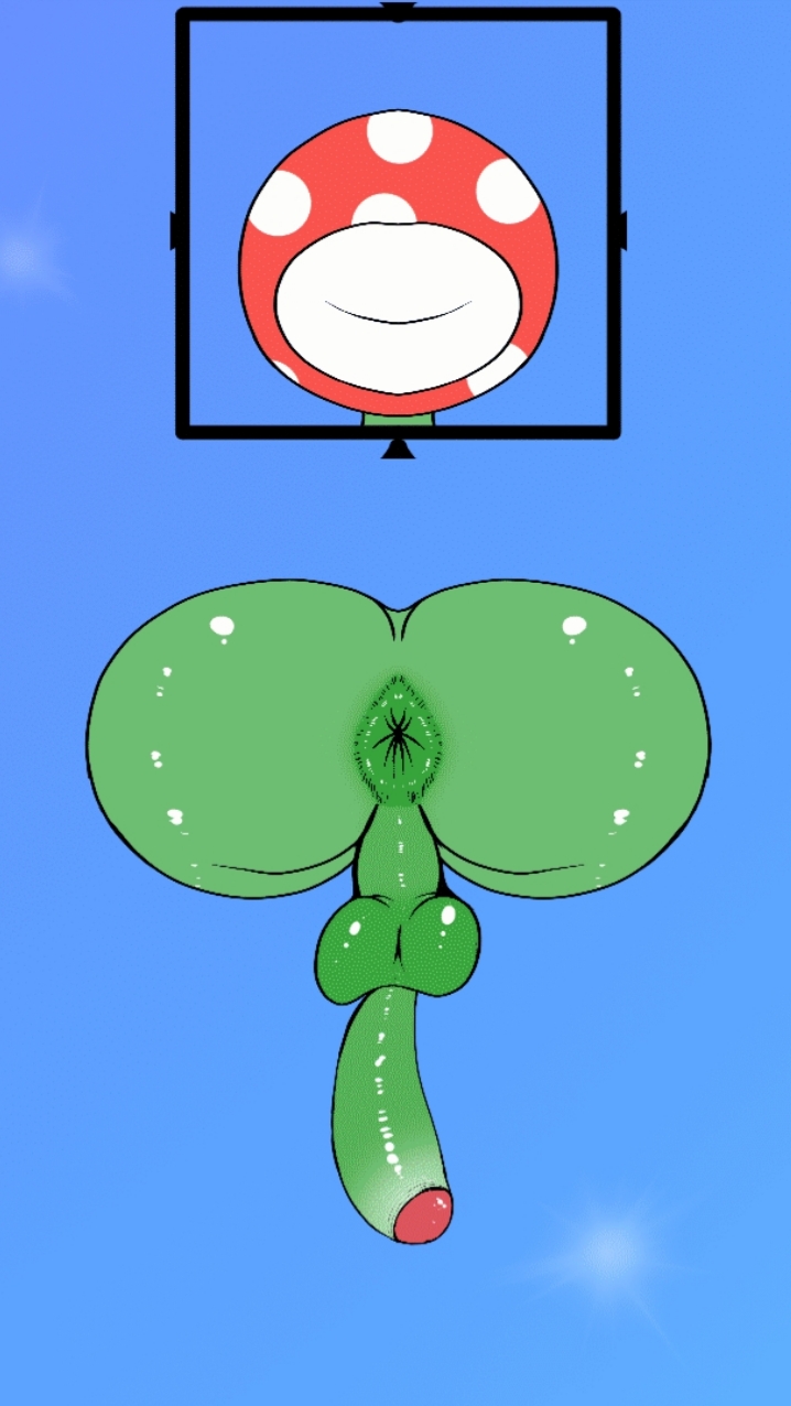 1boy ass ass_focus asshole balls blue_background gay green_ass green_asshole green_balls green_body green_butt green_penis long_penis male male_only mario_(series) nintendo no_eyes non-human penis piranha_plant plant plantie rapistwerewolf through_wall toony white_lips white_mouth