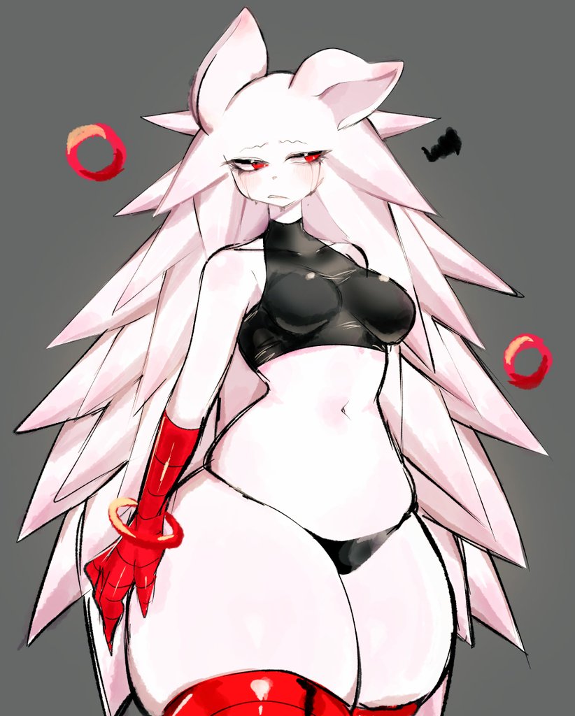 1girls, anthro, big boobs, big breasts, black thong, boobs, bottom heavy, breasts, clothing, female, female only, grey background, medium breasts, navel, nene (darkhat dlt), original character, red eyes, sega, simple background, solo, sonic (series), sonic the hedgehog (series), sonic.exe, tagme, thick thighs, thighs, thong, thunder thighs, usa37107692, white body, white skin