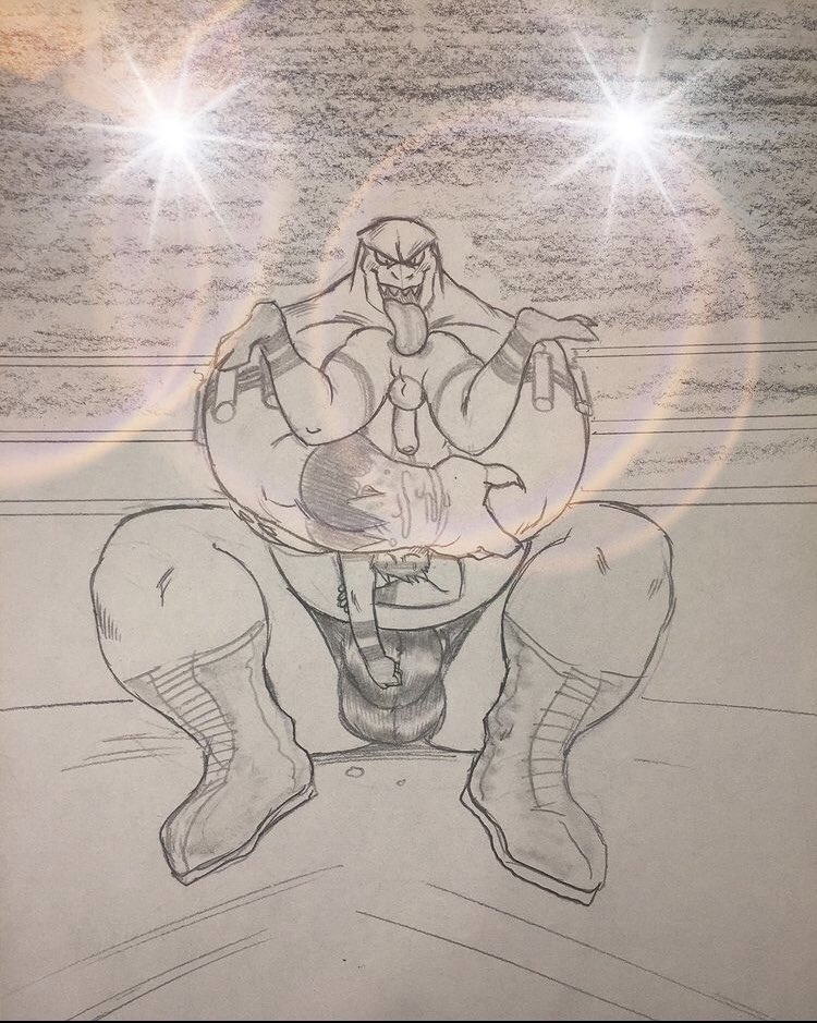 anthro balls big_bulge big_muscles boots bulge duo duo_focus eating_ass elbow_gloves grape_shifter holding_partner larger_male lens_flare long_tongue looking_down male male/male male_only musclegut muscles muscular muscular_arms muscular_male open_mouth pencil_(artwork) penis reptile rimming scalie size_difference smaller_male tagme tongue tongue_fucking tongue_in_anus tongue_out underwear wrestling wrestling_ring