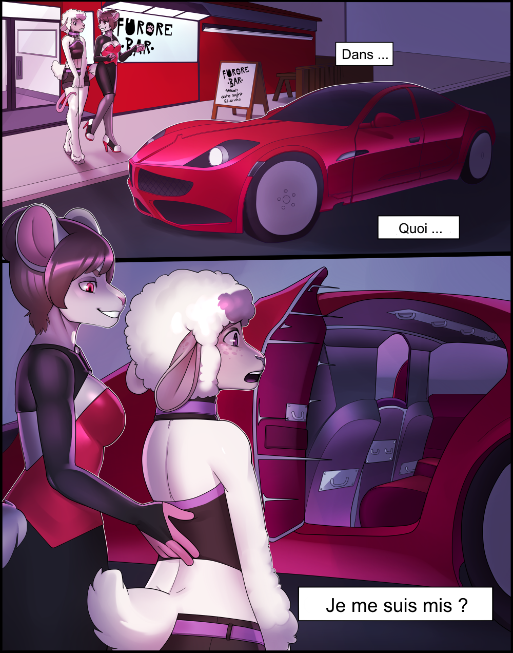 anthro arh arh_(character) bondage caprine car_seat collar comic cum cute date domination dominatrix female femdom french french_text furry girly helpless male malesub mammal mouse naked not_my_art rodent sheep shy slavery speed_dating straight translated