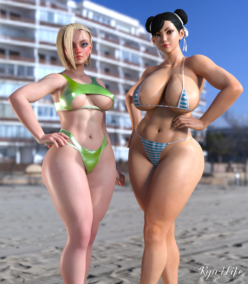 2girls 3d ass beach big_ass big_breasts bikini blonde_hair breasts british british_female bubble_ass bubble_butt cammy_white capcom chun-li curvaceous curvy_female curvy_figure female female_only huge_ass huge_breasts large_ass large_breasts ryu4life street_fighter street_fighter_6 street_fighter_v swimsuit thick_ass thick_thighs toned_legs voluptuous voluptuous_female wide_hips