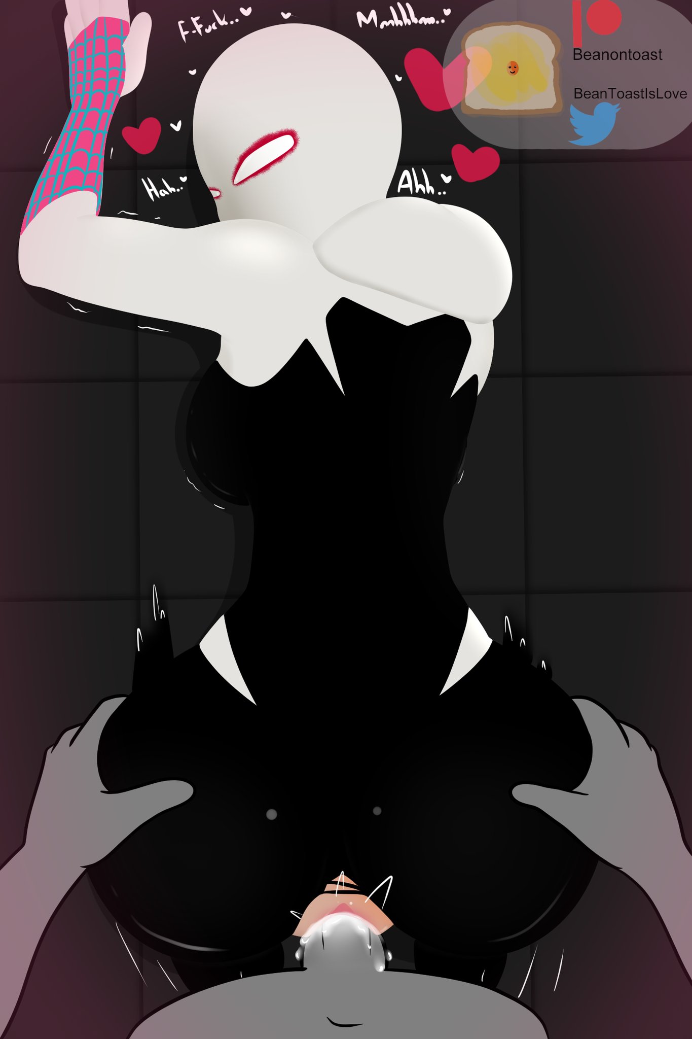 1boy, 1girls, beanontoast, female, gwen stacy, male, marvel, marvel comics, mask, masked, masked female, sex, spider-gwen, spider-man (series), spider-man: across the spider-verse, spider-man: into the spider-verse
