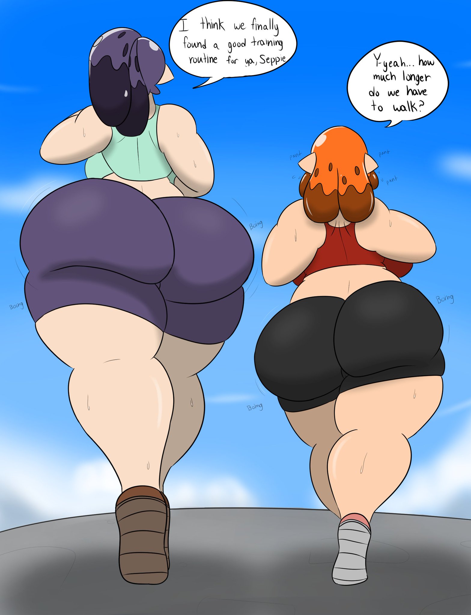 ass, female, huge ass, igphhangout, inkling girl, loopy (igphhangout), nintendo, sepia (igphhangout), splatoon