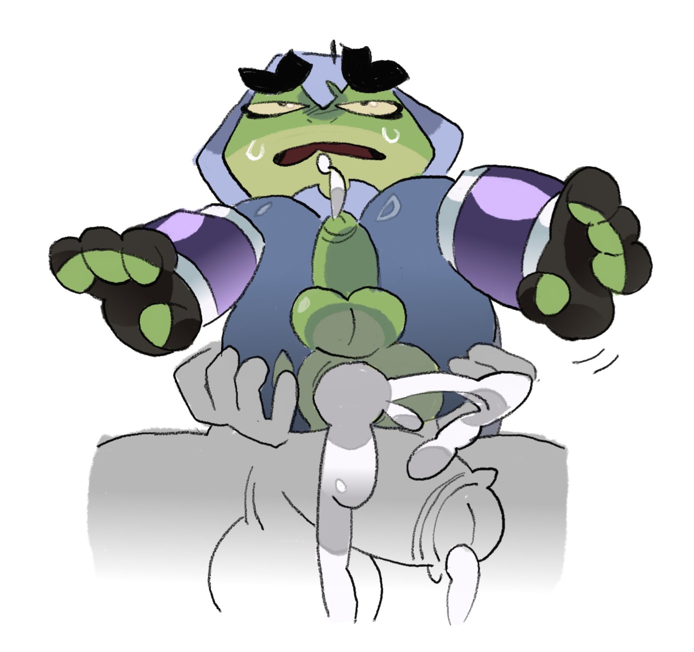 after anal, after sex, anal, bullfrog (captain laserhawk), captain laserhawk: a blood dragon remix, cum, cum while penetrated, cumming from anal sex, feet up, holding ass, male, male only, real saming