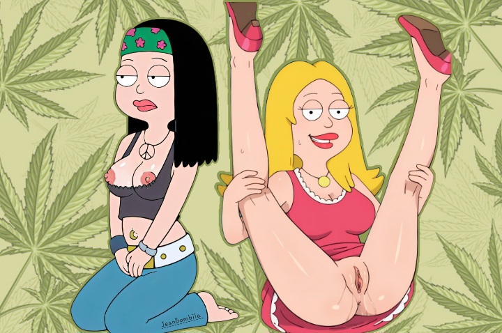 ai generated, american dad, anus, anus focus, anus peek, big breasts, blonde hair, dark-skinned male, francine smith, hayley smith, incest, jeanbombila666, jeans, legs up, milf, mother, mother and son, nipples, open legs, pussy, pussy juice, shiny skin, vagina