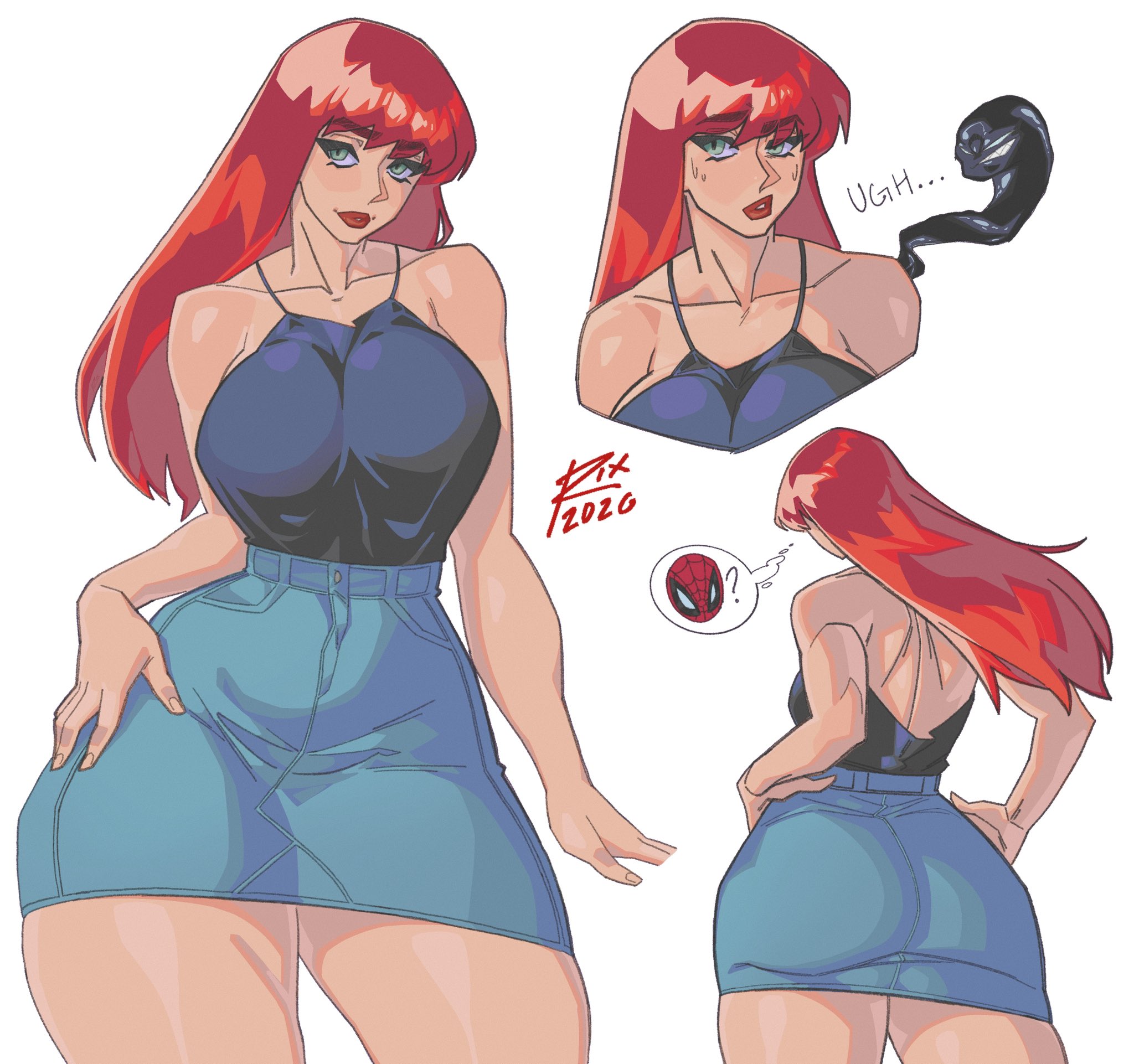 1girls, all-new venom, big ass, big breasts, big thighs, breasts, curvaceous, curvy, curvy figure, digital media (artwork), female, female only, hips, huge ass, huge breasts, huge thighs, large ass, large breasts, large thighs, legs, light skin, light-skinned female, marvel, marvel comics, mary jane watson, mature, mature female, official alternate costume, red hair, rixsama, slim waist, spider-man, spider-man (series), straight, thick, thick hips, thick legs, thick thighs, thighs, venom (marvel), venom (mary jane watson) (marvel), voluptuous, waist, wide hips