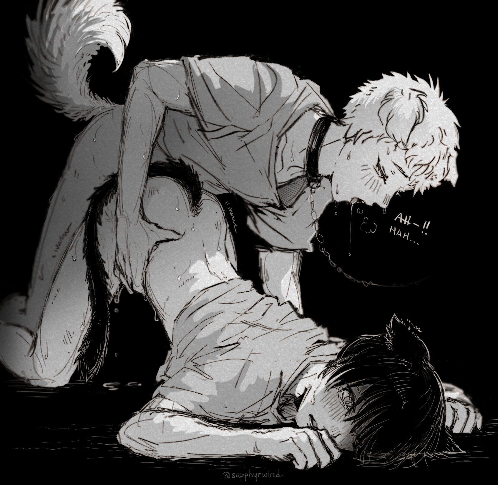 cat ears, cat tail, dog, dog ears, dog tail, hikaru indou, the summer hikaru died, white hair, yaoi, yoshiki tsujinaka