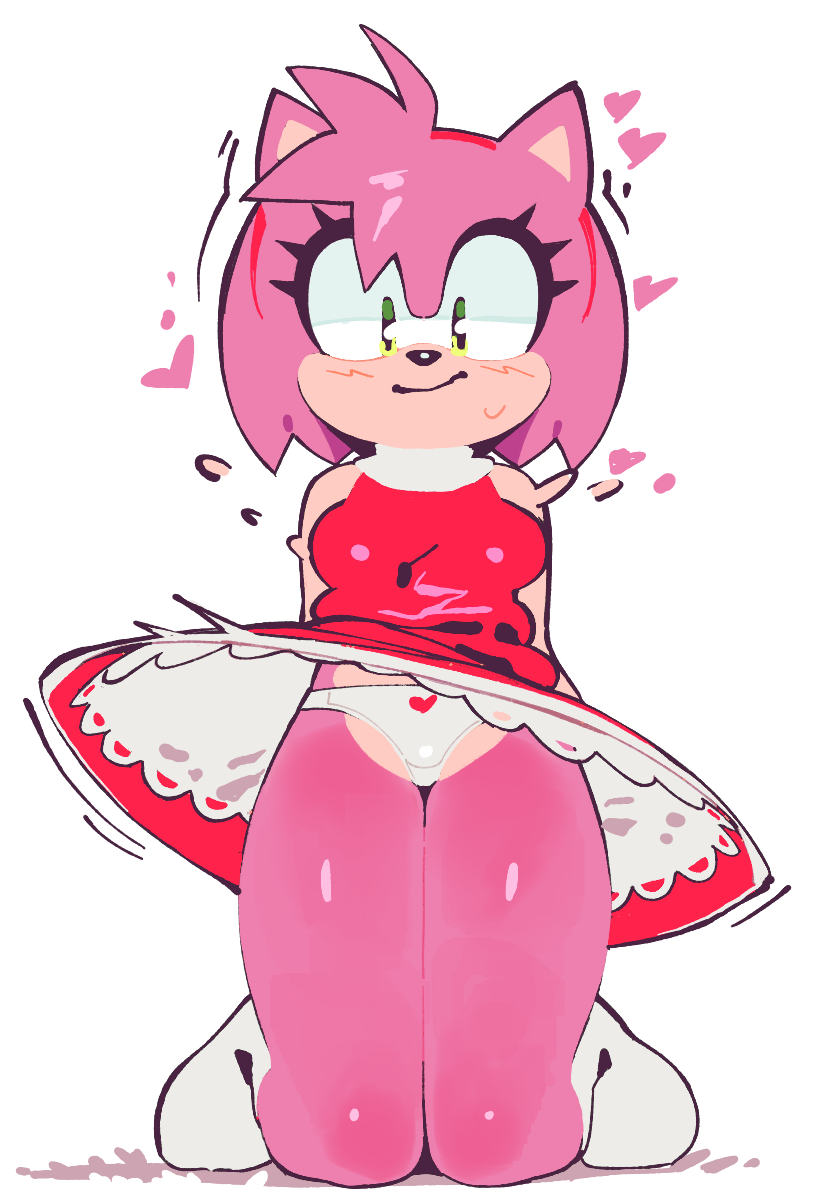 amy_rose embarrassed panties sega shy solo sonic_(series) sonic_the_hedgehog_(series) underwear upskirt wamudraws