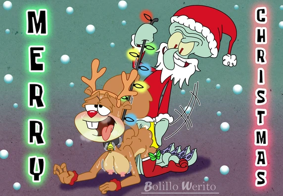 1boy 1girls bolillo_werito cephalopod christmas doggy_style female interspecies male male/female male_focus mammal octopodiform octopus rodent sandy_cheeks sex smooth_fur spongebob_squarepants squidward_tentacles squirrel