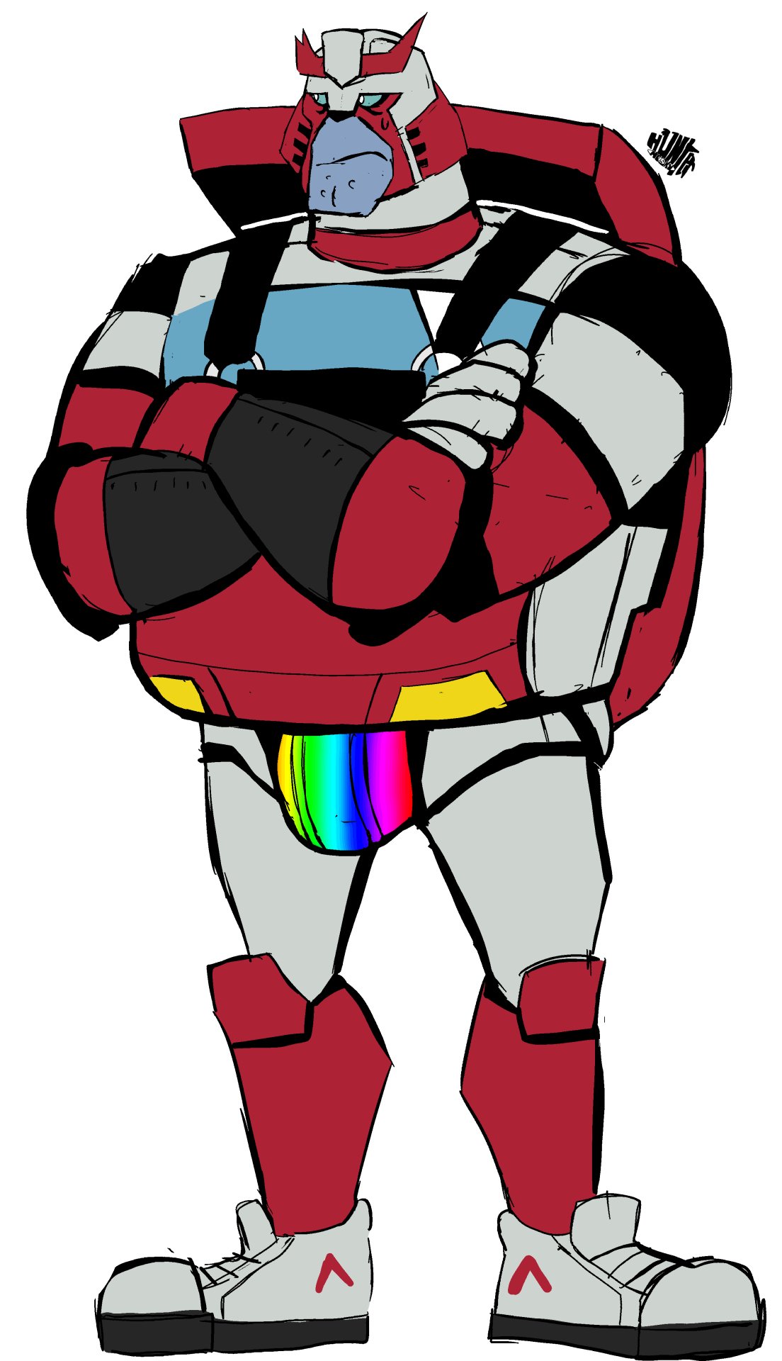 arms_crossed bara big_bulge boxers bulge color doctor gilf jockstrap looking_away male male_only nanothehedgehog older_male rainbow ratchet_(transformers) robot shoes standing transformers transformers_animated