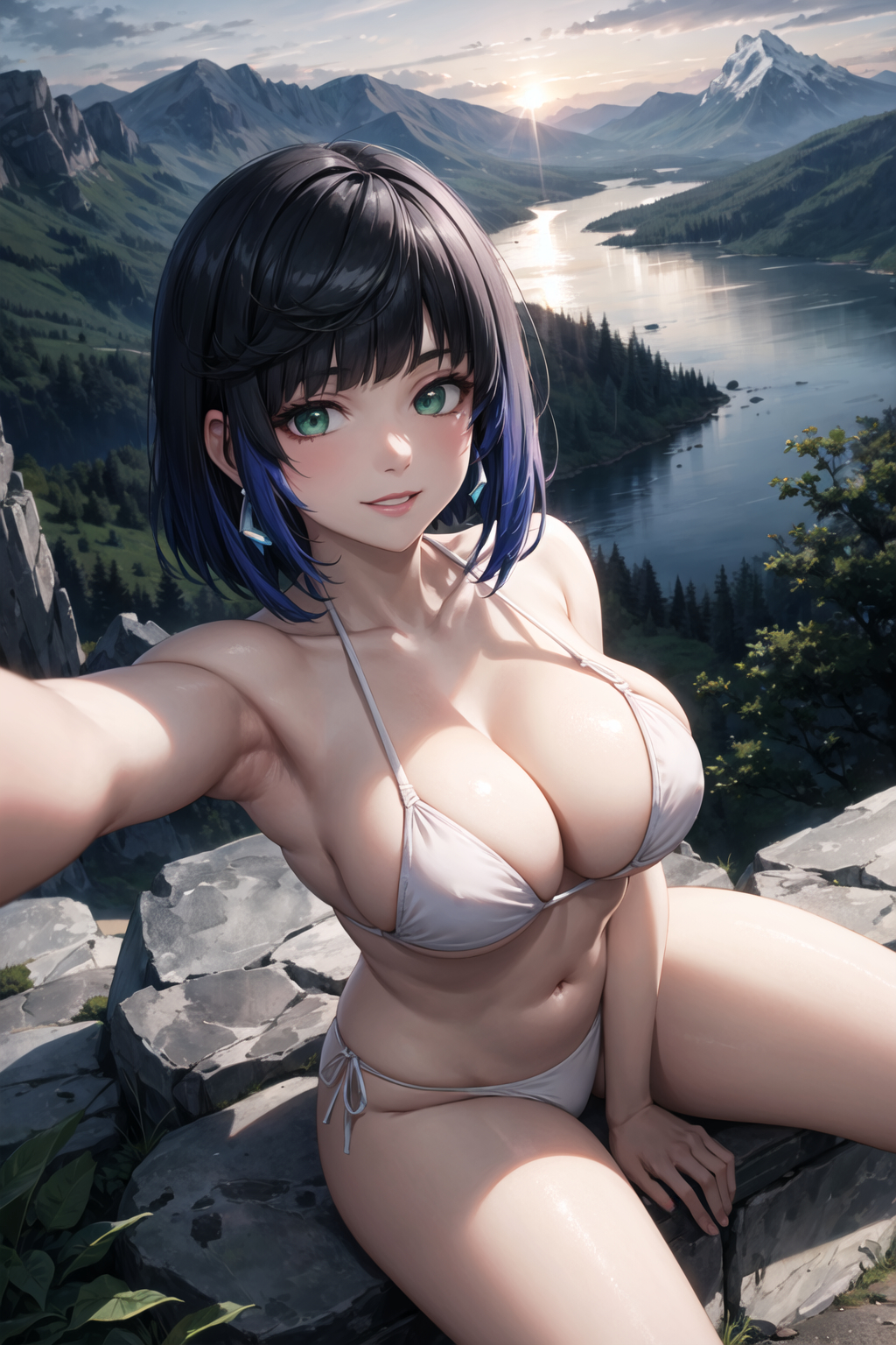 1girls, ai generated, breasts, curvaceous, curvy body, curvy figure, female, genshin impact, huge breasts, seductive look, stable diffusion, voluptuous, voluptuous female, yelan (genshin impact)