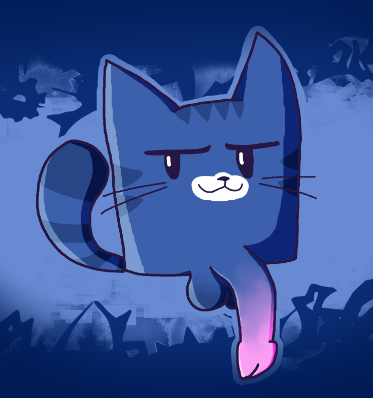 black_eyes blue_body cat_ears cool_colors cube_98_(geometry_dash) feline furry geometry_dash penis pink_penis video_games