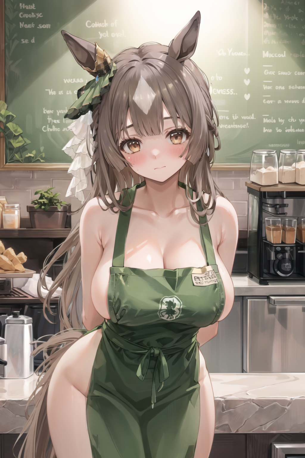 ai_generated animal_ears apron_only cygames dmm_games doujin fictional fictional_product fictitious horse_ears_girl inspired_by_real_derby_horse japan_umamusume_training_schools_and_colleges nsfw satono_diamond_(umamusume) seductive sensitive tagme tracen_academy umamusume umamusume_pretty_derby umsk unofficial うましこ ウマシコ 夏野萌