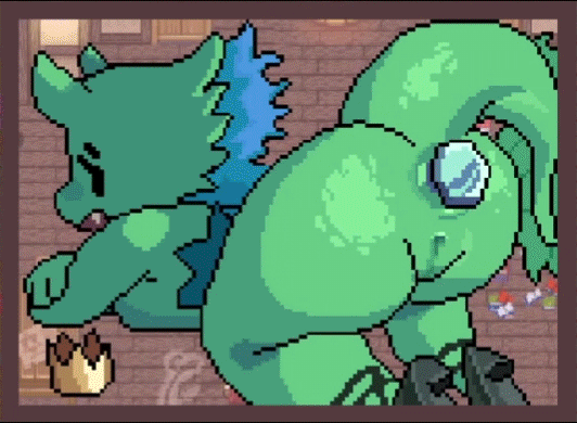 anal, animated, ass, blush, breasts, cum, cum inside, dildo, dildo in ass, female, female ejaculation, female orgasm, game cg, gif, green skin, high heels, kobold, kobold princess (princess and conquest), large breasts, lilmoonie, looking at viewer, looking back, mob face, pixel art, princess and conquest, sex toy, sweat, sweatdrop, tail