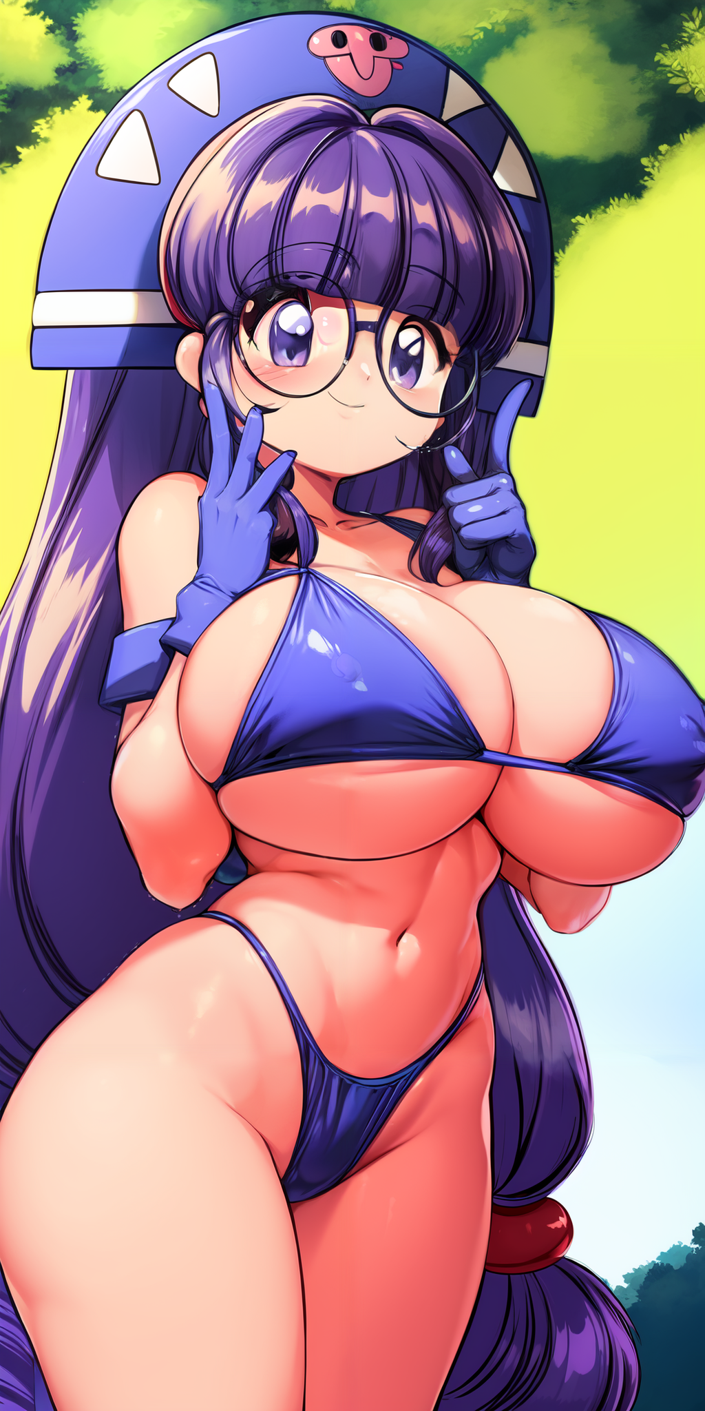 ai_generated glasses gluko large_breasts mon_colle_knights purple_hair