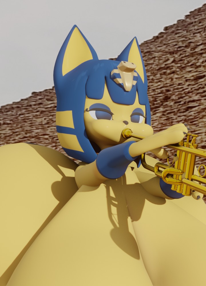 1girls 3d 3d_(artwork) 3d_model animal_crossing ankha ankha_(animal_crossing) ankha_(hazeker) anthro blender blender_(software) blue_eyes blue_hair brass_instrument dld493v2 doubutsu_no_mori egyptian feline female furry hazeker hyper hyper_ass hyper_breasts musical_instrument nairu_(doubutsu_no_mori) nintendo paws photo_background playing_instrument puffed_cheeks puffy_cheeks pyramid self_upload solo solo_female trumpet yellow_fur