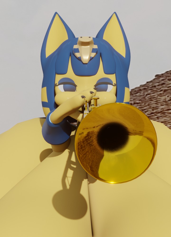 1girls 3d 3d_(artwork) 3d_model animal_crossing ankha ankha_(animal_crossing) ankha_(hazeker) anthro blender blender_(software) blue_eyes blue_hair brass_instrument dld493v2 doubutsu_no_mori egyptian feline female furry hazeker hyper hyper_ass hyper_breasts musical_instrument nairu_(doubutsu_no_mori) nintendo paws photo_background playing_instrument puffed_cheeks puffy_cheeks pyramid self_upload solo solo_female trumpet yellow_fur