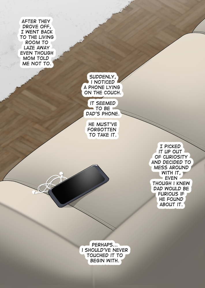 cellphone, comic, comic page, couch, english text, ntrman, text