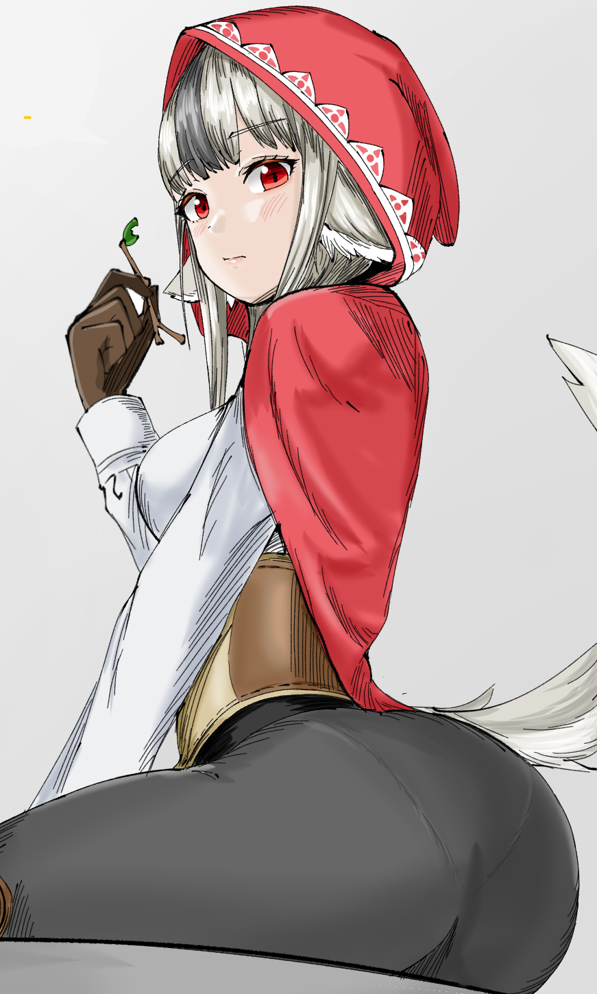 1girls ass ass_focus big_ass breasts cat_neko_cat1 female female_only fire_emblem fire_emblem_fates grey_hair looking_at_viewer looking_back medium_breasts nintendo panties pants pantylines red_eyes solo underwear velouria_(fire_emblem) visible_underwear wolf_ears wolf_girl wolf_tail