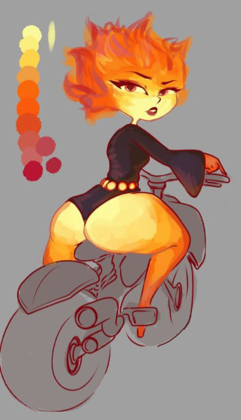 ass backside belt butt disney edit elemental_(pixar) ember_lumen eyelashes fairyincorner female motorcycle pixar sitting thong_leotard