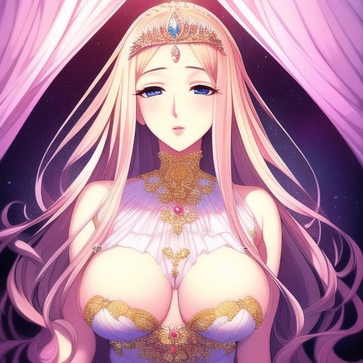 ai_generated big_breasts crown female female_only gold_trim low_cut_dress oc original original_characters princess queen royal white_dress