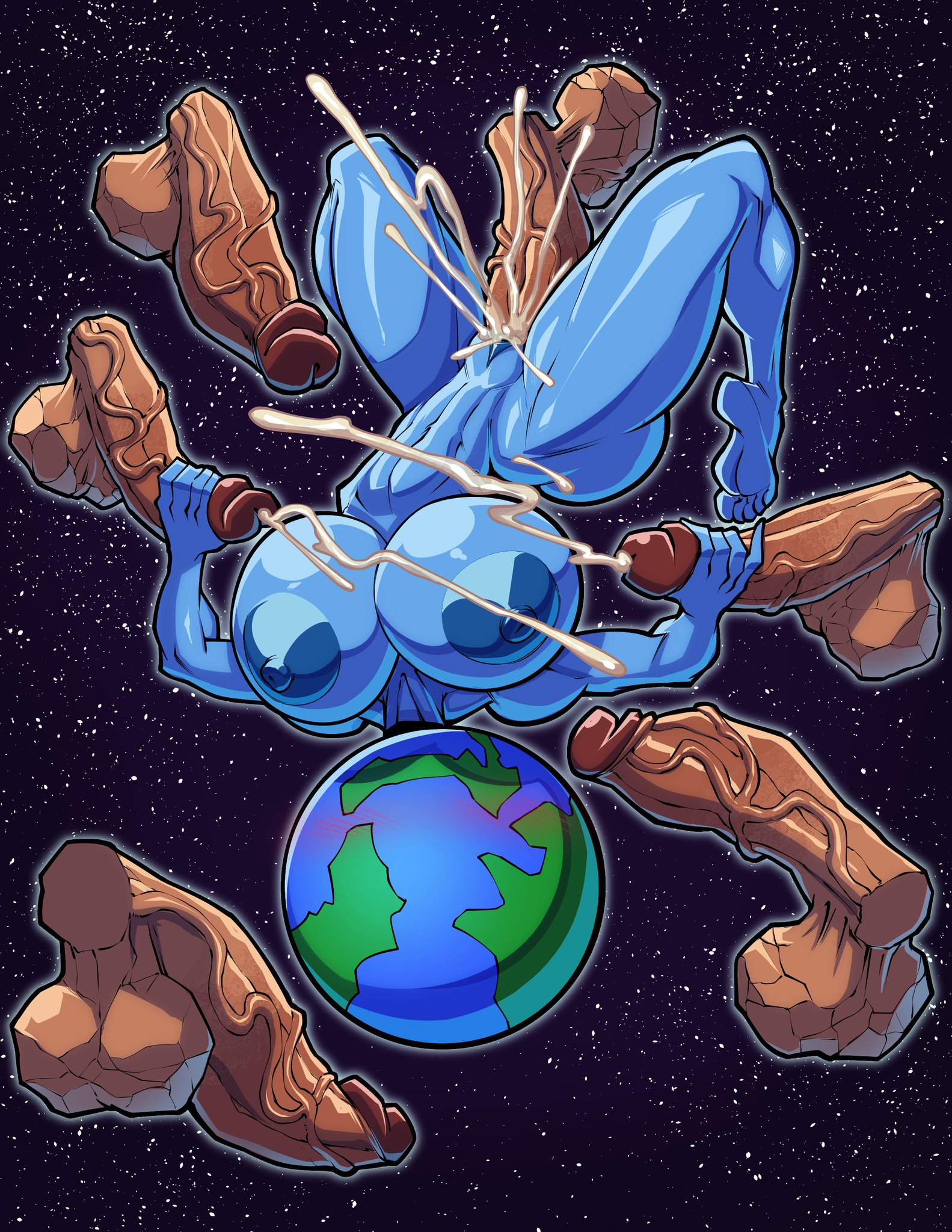 2023, breasts, creampie, cum, earth pony, earth-chan, feet, female, fontez, multiple penises, original, penis, pornography, sex, space, tagme