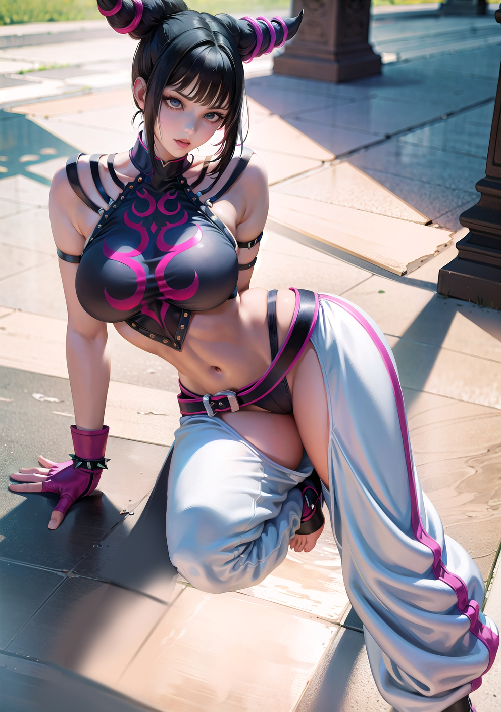 1girls, ai generated, breasts, capcom, curvaceous, curvy female, curvy figure, female, female focus, female only, huge breasts, juri han, solo female, solo focus, stable diffusion, street fighter, street fighter 6, voluptuous, voluptuous female