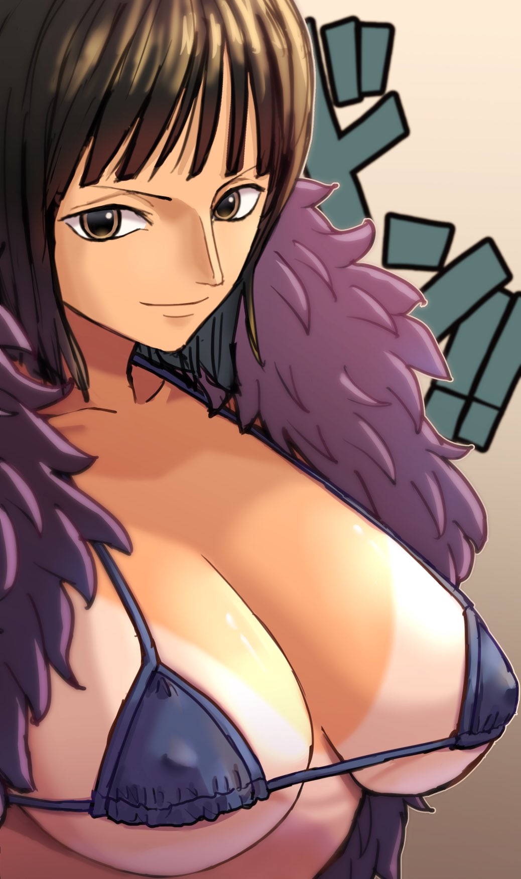 2d bikini_top didd_ley female female_only looking_at_viewer nico_robin nipple_bulge nipples_visible_through_clothing one_piece pre-timeskip tan_body