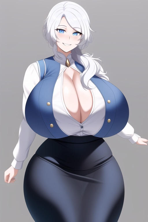 1girls ai_generated big_ass big_breasts blue_eyes breasts breasts_bigger_than_head eyes feet_out_of_frame female female_only gigantic_breasts huge_ass huge_breasts hyper_breasts large_ass large_breasts light-skinned_female light_skin looking_at_viewer massive_breasts milf nai_diffusion rooster_teeth rwby smile smiling_at_viewer solo solo_female stable_diffusion thick thick_thighs transformationwitch white_hair wide_hips willow_schnee