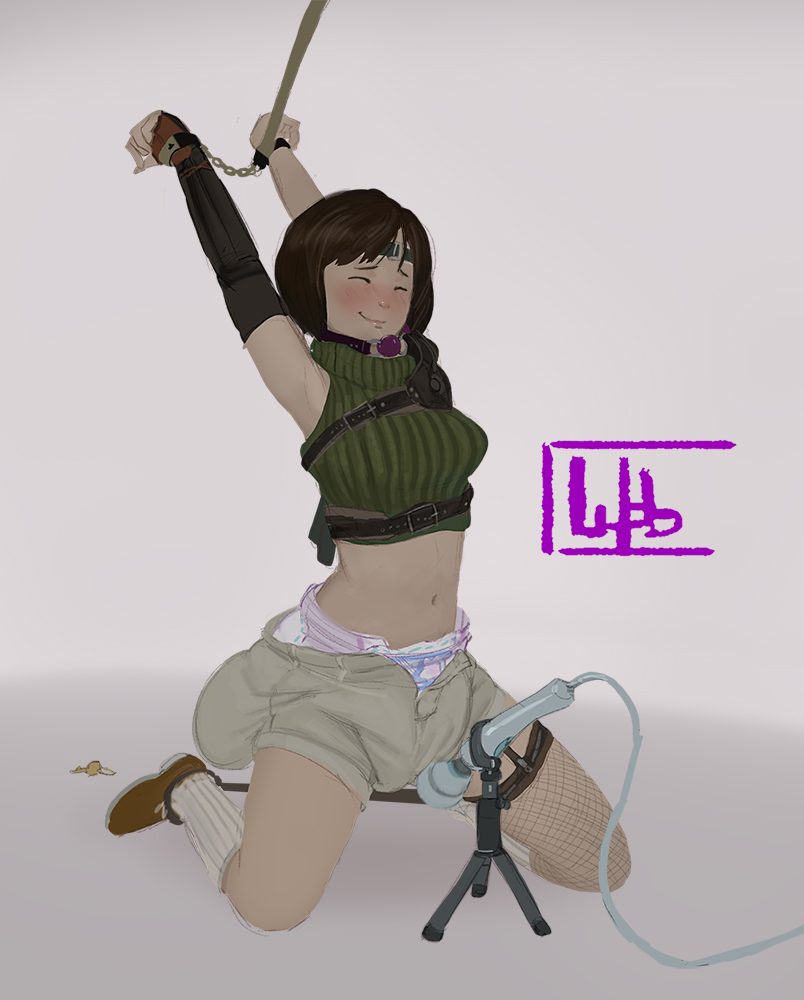 1girls ball_gag bondage diaper diaper_under_clothing female final_fantasy final_fantasy_vii forced_orgasm intentional_soiling messing messy_diaper restrained_arms scat soiling soiling_diaper vibrator wand_vibrator wobblesbabbles yuffie_kisaragi