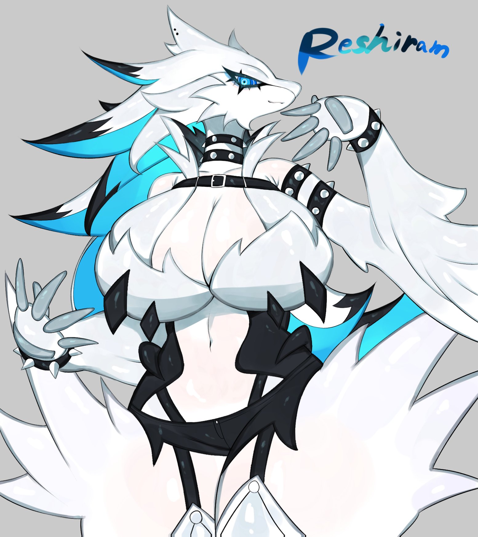 anthro, big breasts, breasts, cleavage, clothed, clothing, dragon, dragoness, female, female dragon, female pokemon, legendary pokemon, nintendo, pokemon, pokemon (species), reshiram, solo, thick thighs, toge77789, togetoge, wide hips