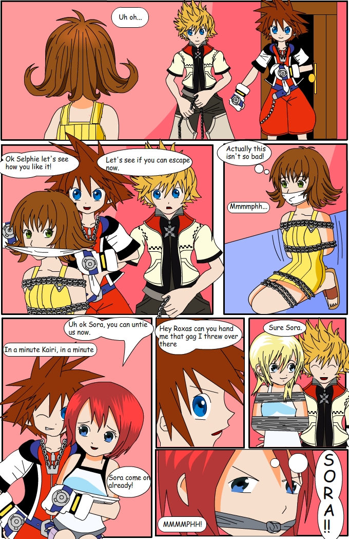 bondage comic disney final_fantasy final_fantasy_viii kairi kingdom_hearts kingdom_hearts_captive_princess namine nobody_(kingdom_hearts) roxas selphie_tilmitt sora square_enix